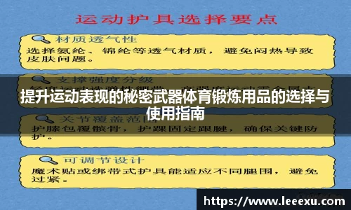 提升运动表现的秘密武器体育锻炼用品的选择与使用指南